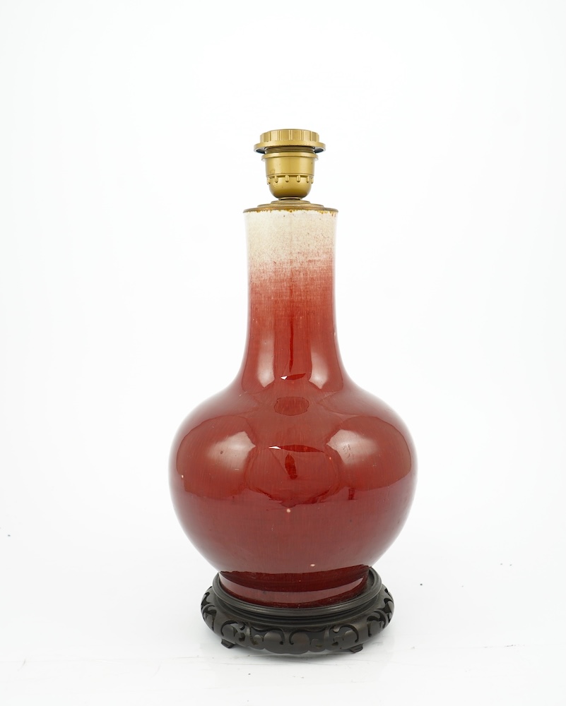 A Chinese Langyao bottle vase, 18th century, mounted as a lamp